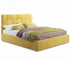 Мягкая кровать Tiffany 1600 желтая с ортопедическим основанием Bravo