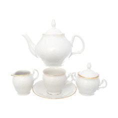 Чайный сервиз на 6 персон белый узор (bernadotte) белый 32x29x21 см.