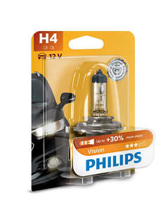 Лампа галогенная PHILIPS H4 Vision 12V 60/55W, 1шт, 12342PRB1