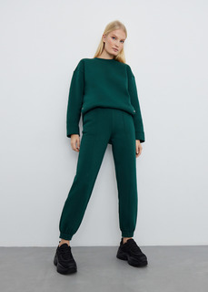 Брюки с отстрочками утеплённые NICEONE [Зеленый, XS]