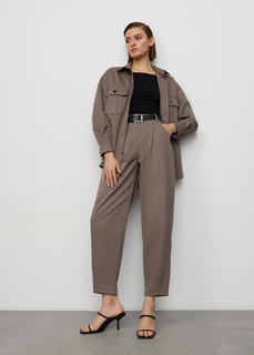 Брюки - бананы из плотного хлопка NICEONE [Какао, XS]