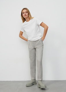 Брюки с завышенной талией NICEONE [Серый в рубчик, M]