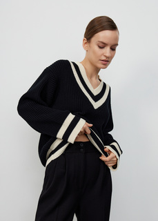 Джемпер с V-ым вырезом NICEONE [Черный, S]