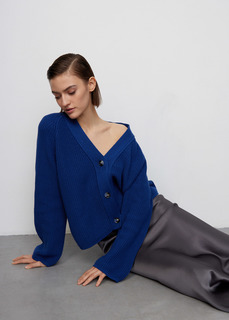 Кардиган укороченный из хлопка NICEONE [Синий, One size]