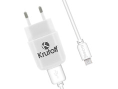 Зарядное устройство Krutoff CH-02M 2.1A USB - MicroUSB White 03586