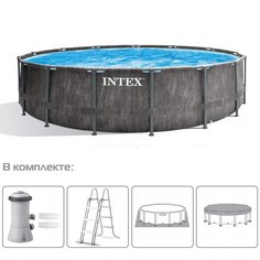 Бассейн каркасный Intex, 457х122 см, Prism Frame, 26742NP, фильтр-насос, лестница, подстилка, тент, 16805 л