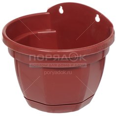 Кашпо настенное 3 л, 20 см, с поддоном, терракотовое, Мультипласт, Ника, MPG6405