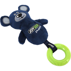 Игрушка для собак Joyser Puppy Мишка с резиновым кольцом и пищалкой S/M синий 21 см