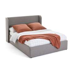 Кровать с ящиком для хранения и подъемным основанием nasik 160*200 (laredoute) серый 176x98x212 см.