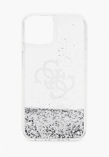 Чехол для iPhone Guess 13, Liquid Glitter 4G Big logo Silver
