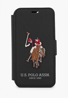 Чехол для iPhone U.S. Polo Assn. 12 mini (5.4), PU Embroidery Double horse Black