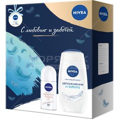 Набор подарочный для женщин, Nivea, антиперспирант Эффект пудры + гель для душа Увлажнение и забота