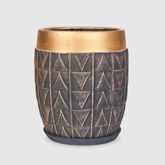 Горшок керамический Qianjin для цветов золотая кайма 39,5 см с поддоном