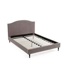 Кровать из велюра с отделкой заклепками с кроватным основанием andante 160*200 (laredoute) серый 167x105x214 см.