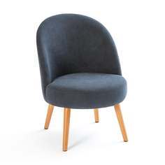 Кресло велюровое в рубчик lenou (laredoute) синий 57x78x66 см.