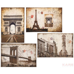 Картина city postcards в ассортименте (kare) коричневый 90x60x3 см.