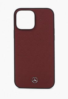 Чехол для iPhone Mercedes-Benz 13 Pro Max, Genuine leather Stars Red