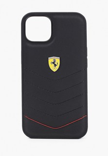 Чехол для iPhone Ferrari 13, Genuine leather Quilted with metal logo Hard Black