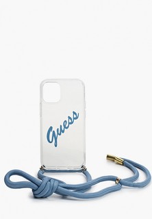 Чехол для iPhone Guess 12 mini (5.4), PC/TPU Crossbody Script logo Transp/Blue