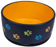 КерамикАрт миска керамическая для собак 1000 мл черная с оранжевым