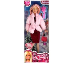 Кукла Карапуз "София сингл" 29 см в розовой шубе, сумочка, расческа в комплекте арт.66001-W3-S-BB