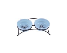 КерамикАрт миски на подставке для собак и кошек двойные 2x290 мл синие