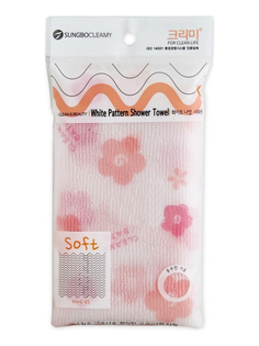 Мочалка для душа (28х95) White Pattern Shower Towel 1шт the Saem