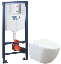 Комплект подвесной унитаз Creavit Free FE320-11CB00E-0000 + KC0903.02.0000E + система инсталляции Grohe 38772001