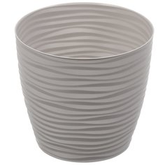 Горшок для цветов пластик, 1.7 л, 15 см, с поддоном, серый, Idea, Дюна, М 3068