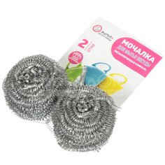Мочалка для посуды металл, 2 шт, спираль, Марья-искусница, New