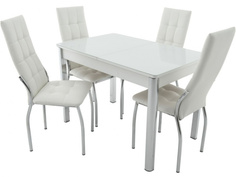 Обеденная группа стол и 4 стула (древпром) белый 110x75x70 см.