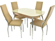 Обеденная группа стол и 4 стула (древпром) бежевый 110x74x70 см.