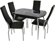 Обеденная группа стол и 4 стула (древпром) черный 110x74x70 см.