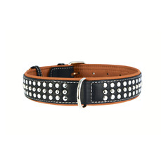Ошейник для собак COLLAR Soft 7225 с металлическим украшением чёрный верх 35 мм* 57-71см