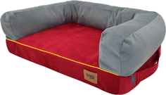 Лежанка для собак диван "Ампир" мебельная ткань №3 91*62*22 см серый/бордо 710333 Zooexpress
