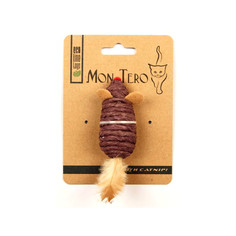 Игрушка для кошек Мон Теро ЭКО "Мышь", 7,6 см, с перьями, с кошач. мятой, фиолетовая ХНС-2153-V