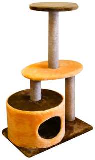 Комплекс для кошек Цилиндр 3 когтеточки 2 полки мех однотонный джут 40*60*98 см 81126 Zooexpress