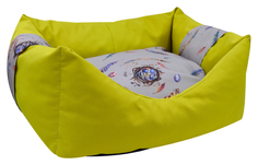 Лежанка для кошек пухлик «Птицы» мебельная ткань №2 49*36*22 см горчично-желтый 700122 Zooexpress