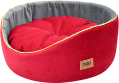 Лежанка для кошек круглая "Ампир" мебельная ткань №1 D43*16 см серый/бордо 710213 Zooexpress