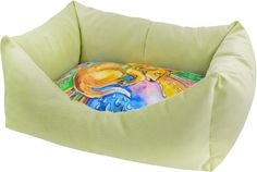 Лежанка для кошек пухлик "Сны" рисунок Собака мебельная ткань №2 49*36*22 см салатовая 730124с Zooexpress