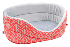 Лежанка для кошек "Геометрия" бязь+плюш №4 53*38*18 см коралловая 750747 Zooexpress