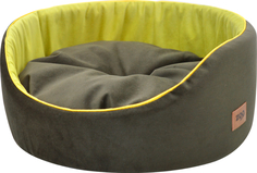 Лежанка для кошек круглая "Ампир" мебельная ткань №2 D53*18 см оливковый/зеленый 710221 Zooexpress