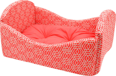 Лежанка для кошек "Кроватка" "Геометрия" бязь № 2 56*41*25 см коралловая 751927 Zooexpress