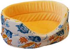 Лежанка для кошек "Ривьера" поплин+плюш №3 49*33*17 см бежевая 750736 Zooexpress