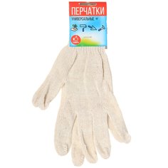 Перчатки х/б, универсальный размер, 7.5 класс вязки, 4 нити, белая основа, желтая манжета, без ПВХ, 1 шт СТ