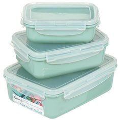 Контейнер пищевой пластик, 0.4,0.8,1.4 л, 3 шт, фисташковый, Idea, Фреш, М 1426