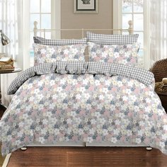 Постельное белье евростандарт, простыня 220х240 см, 2 наволочки 70х70 см, 2 наволочки 50х70 см, пододеяльник 200х220 см, Cleo, поплин, коллекция Pure Cotton, 31/186-P