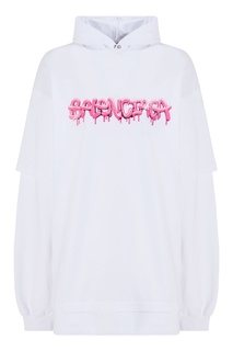Белое многослойное худи Balenciaga
