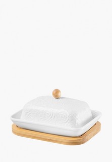 Масленка Elan Gallery 16,5х13х8,5 см Розы с крышкой на деревянной подставке