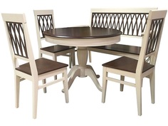 Обеденная группа стол, 3 стула и скамья (древпром) коричневый 75 см.